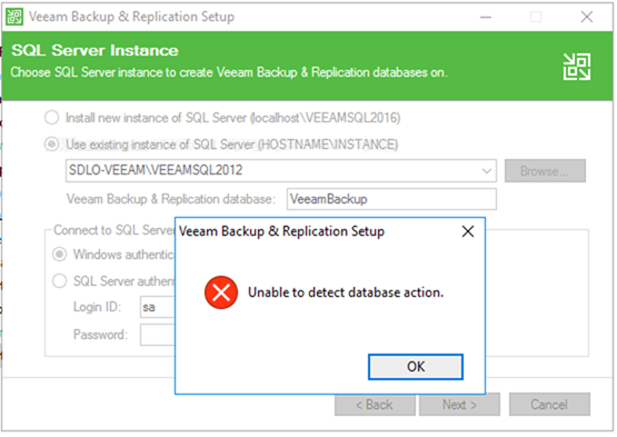 042419 0058 VEEAMTROUBL1 - VEEAM TROUBLESHOOTING TIPS – Error Unable to detect database action to upgrade Veeam Backup and Replication