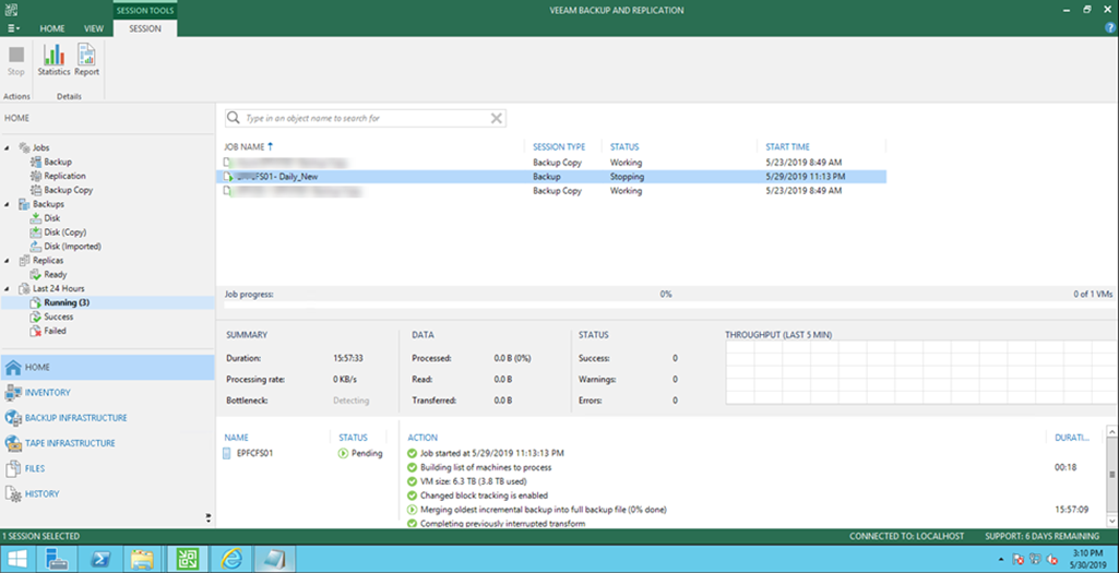 053019 2345 ForceStopAV1 - Force Stop A Veeam Backup Job When It Is Stuck at Stopping Status