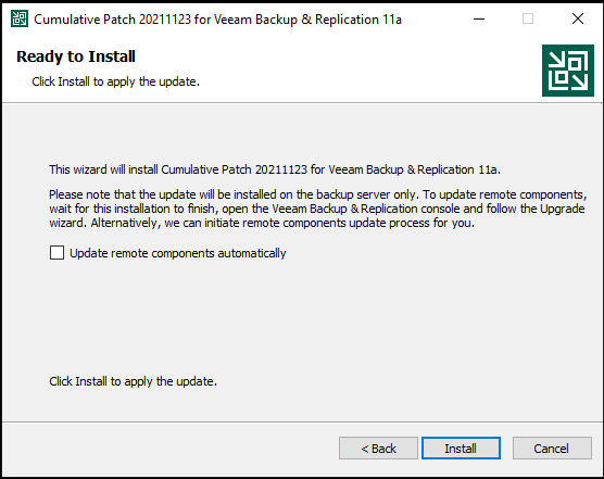 121421 0543 HowtoInstal7 - How to Install Veeam Backup & Replication 11a Cumulative Parches