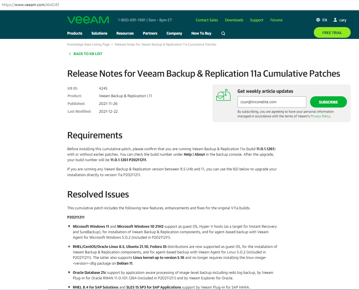 122321 2019 HowtoInstal1 - How to Install Veeam Backup & Replication V11a Cumulative Patches P20211211