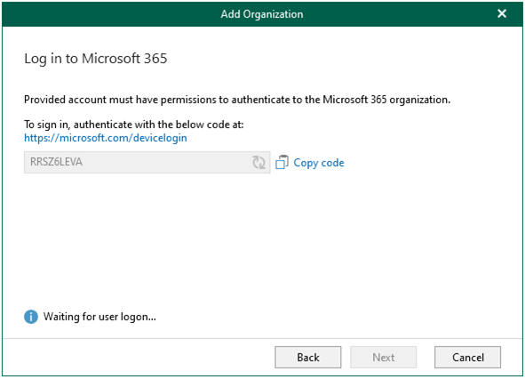 041422 1611 Howtoaddorg10 - How to add organization with Modern app-only authentication and register a new Azure AD application automically for Veeam Backup for Microsoft Office 365