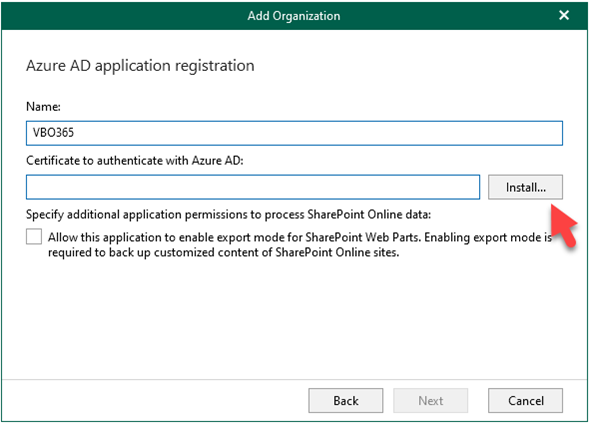 041422 1611 Howtoaddorg6 - How to add organization with Modern app-only authentication and register a new Azure AD application automically for Veeam Backup for Microsoft Office 365