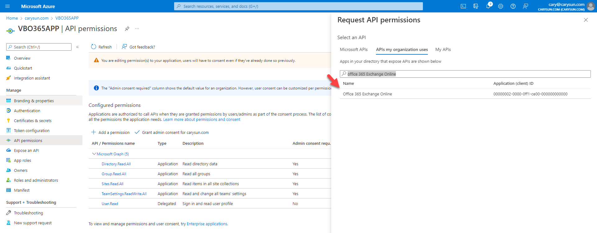 042022 1642 Howtoconfig18 - How to configure Azure AD Application Permissions for Modern App-Only Authentication of Veeam Backup for Microsoft 365
