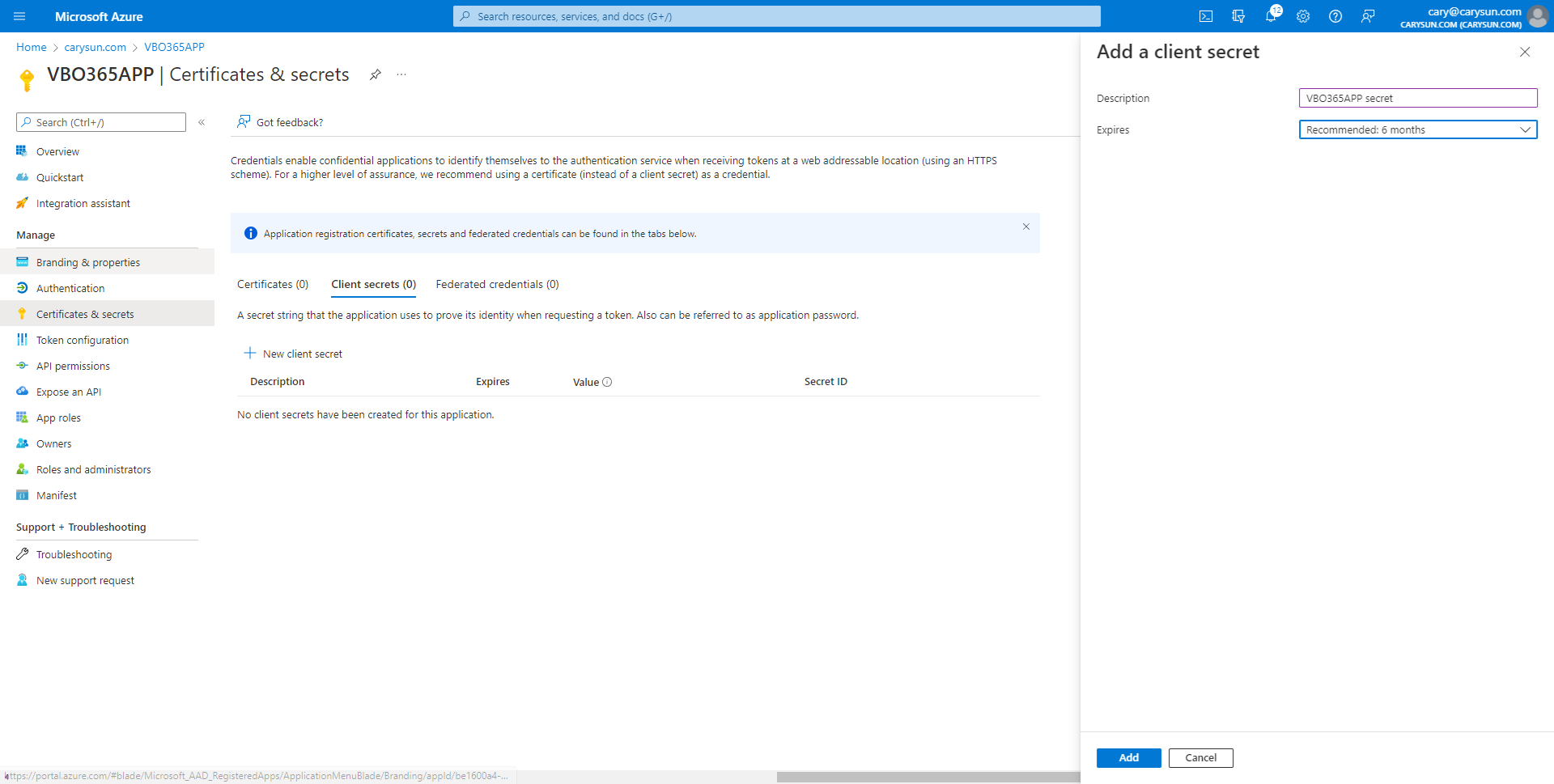 042222 1711 Howtoconfig30 - How to configure Azure AD Application Permissions for Modern Authentication and Legacy Protocols Authentication of Veeam Backup for Microsoft 365