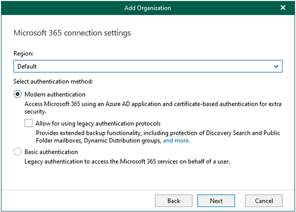 042522 1826 Howtoaddorg3 - How to add organization with modern app-only authentication and use an existing Azure AD application at Veeam Backup for Microsoft 365