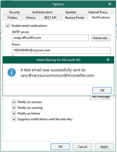 012823 2118 Howtoconfig37 - How to configure notification settings with a Microsoft 365 MFA account in Veeam Backup for Microsoft 365 v6