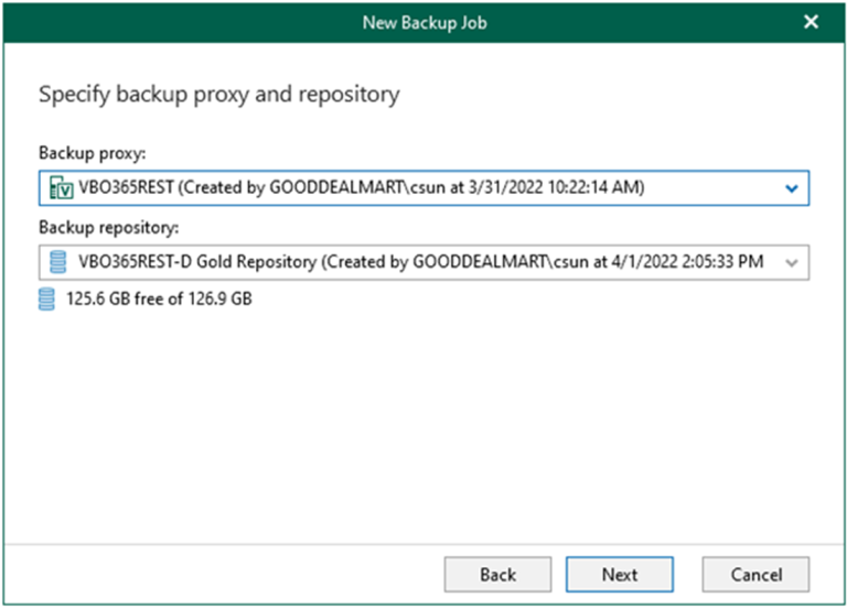 012823 2151 Howtocreate8 768x552 - How to create a backup job with local repositories to backup the entire organization in Veeam Backup for Microsoft 365 v6