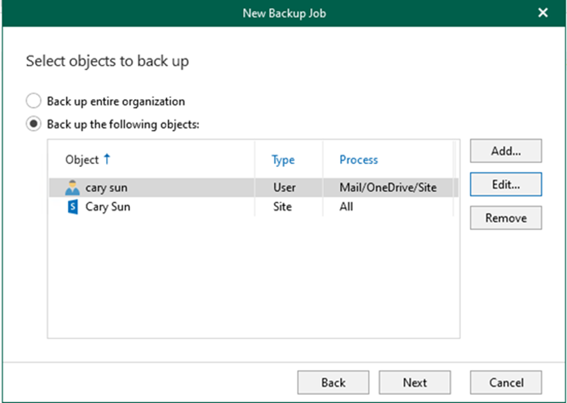 012823 2225 Howtocreate12 - How to create a backup job to backup the specific users, groups, sites, teams, and organizations in Veeam Backup for Microsoft 365 v6