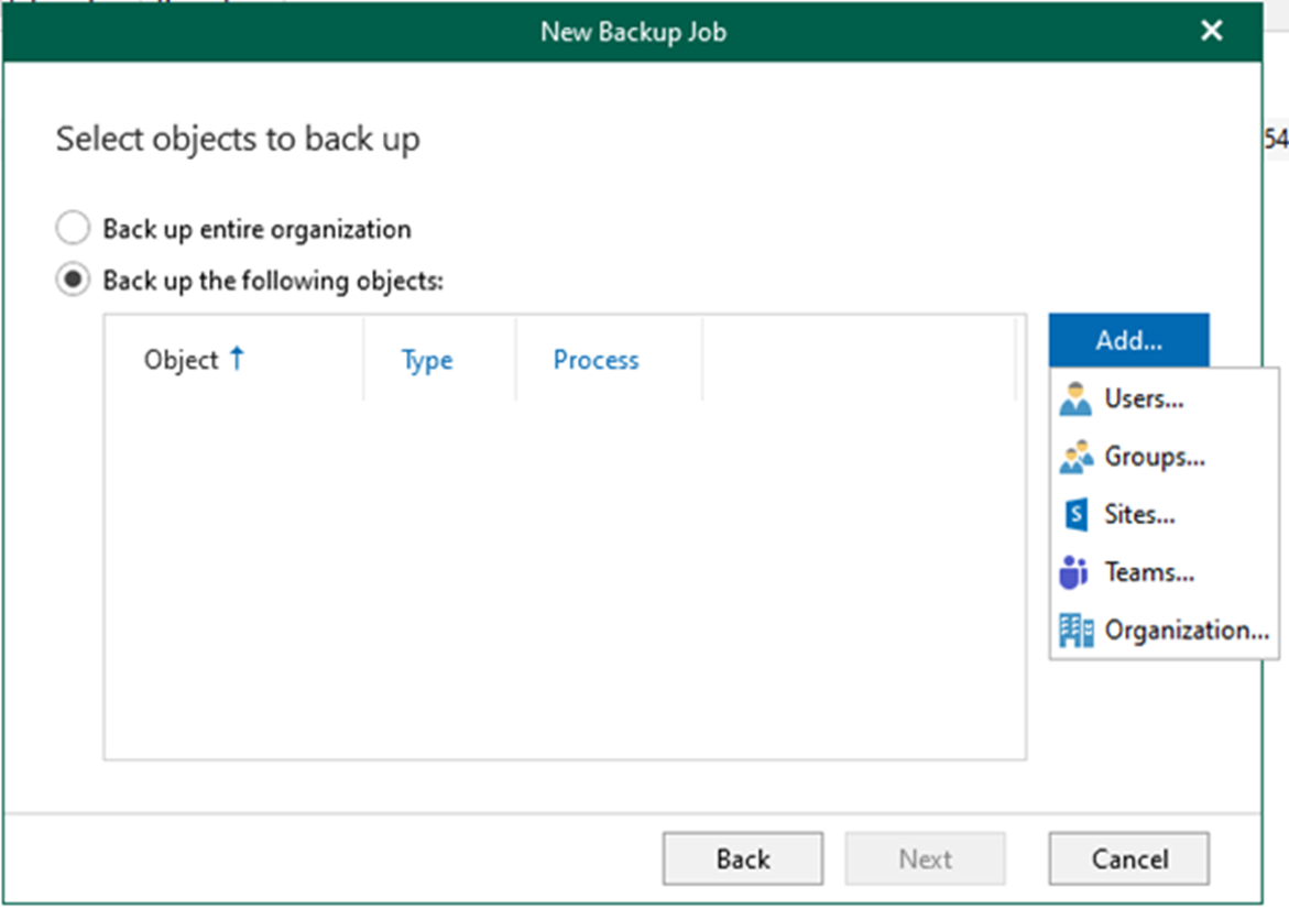 012823 2225 Howtocreate3 - How to create a backup job to backup the specific users, groups, sites, teams, and organizations in Veeam Backup for Microsoft 365 v6