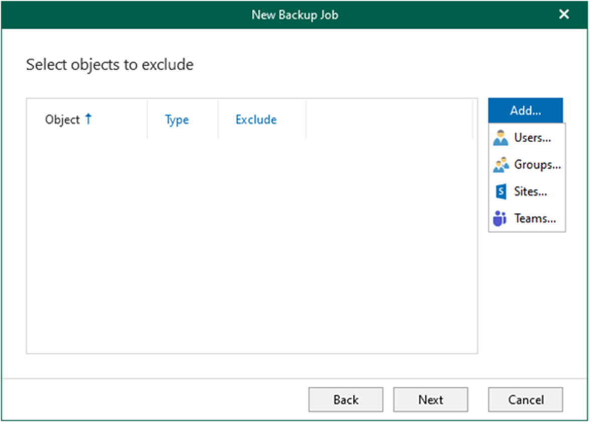 012923 1856 Howtocreate4 - How to create a backup job to backup the organization objects to Azure blob cool tier repository in Veeam Backup for Microsoft 365 v6