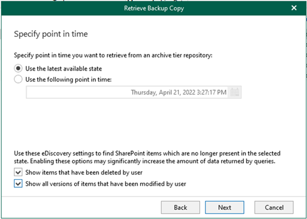 012923 2102 Howtocreate5 - How to create a OneDrive data retrieval job in Veeam Backup for Microsoft 365 v6