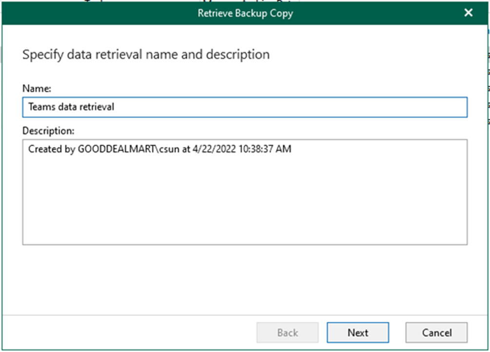 012923 2135 Howtocreate4 - How to create a Teams data retrieval job in Veeam Backup for Microsoft 365 v6