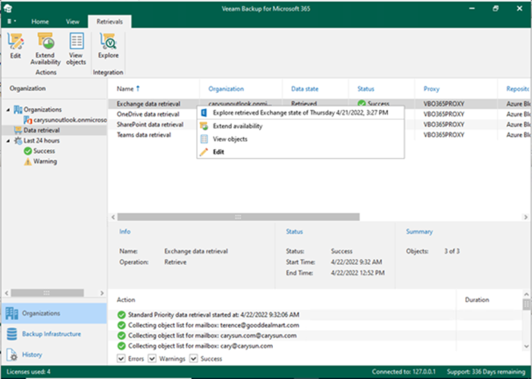 013023 0312 Howtorestor1 768x547 - How to restore Exchange data from retrieved data in Veeam Backup for Microsoft 365 v6