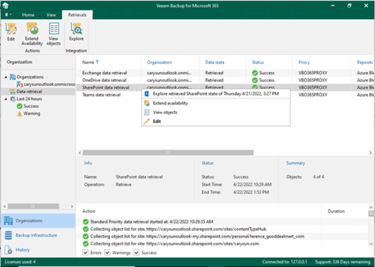 020423 1922 Howtorestor1 768x547 - How to restore SharePoint Data from retrieved data in Veeam Backup for Microsoft 365 v6