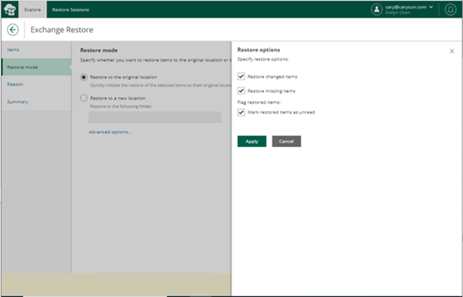 020523 2008 Howtorestor11 - How to restore Exchange Online data from the Veeam Backup for Microsoft 365 v6 Restore Portal