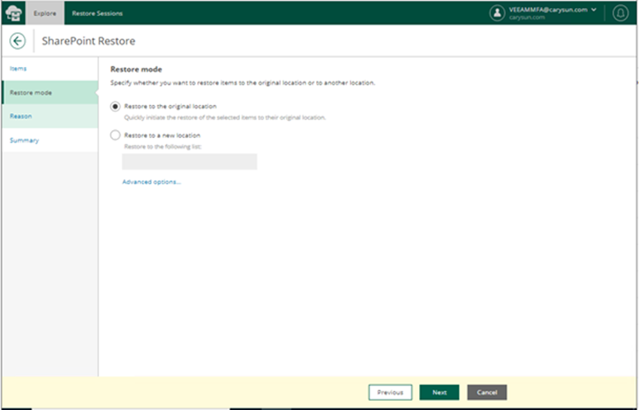 020523 2032 Howtorestor11 - How to restore SharePoint Online data from the Veeam Backup for Microsoft 365 v6 Restore Portal