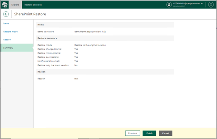 020523 2032 Howtorestor13 - How to restore SharePoint Online data from the Veeam Backup for Microsoft 365 v6 Restore Portal