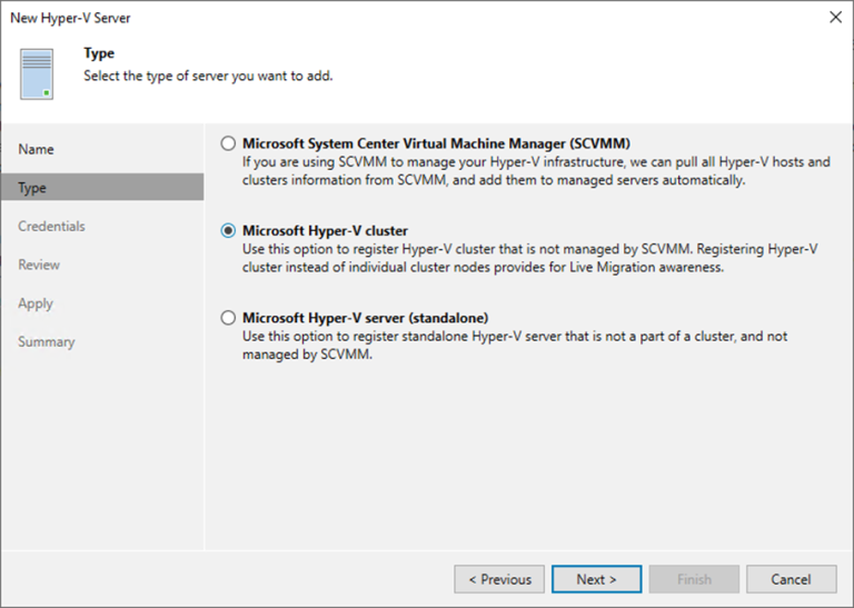 082323 1729 HowtoaddMic5 768x547 - How to add Microsoft Hyper-V Clusters to Veeam Backup and Replication v12