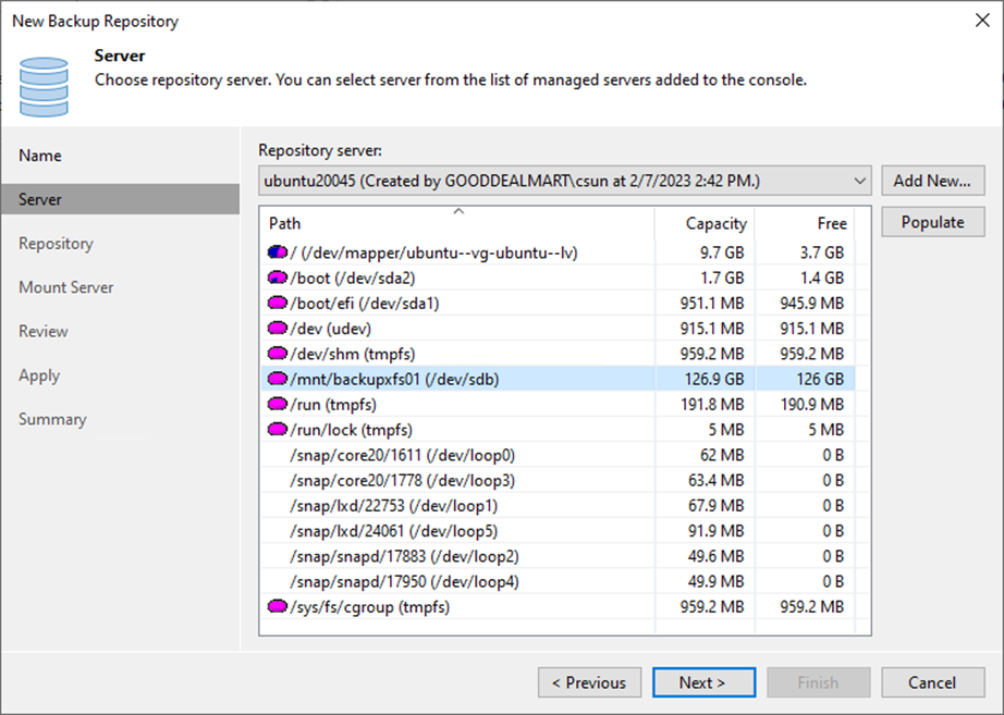 082523 1716 Howtoaddthe7 - How to add the Linux Server’s local directory as a Backup Repository at Veeam Backup and Replication v12