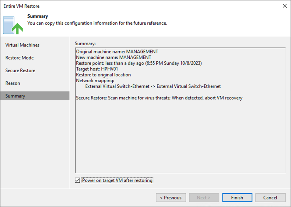 100923 0315 Howtorestor11 - How to restore the Entire VM to the Original Location with Secure Restore at Veeam Backup and Replication v12