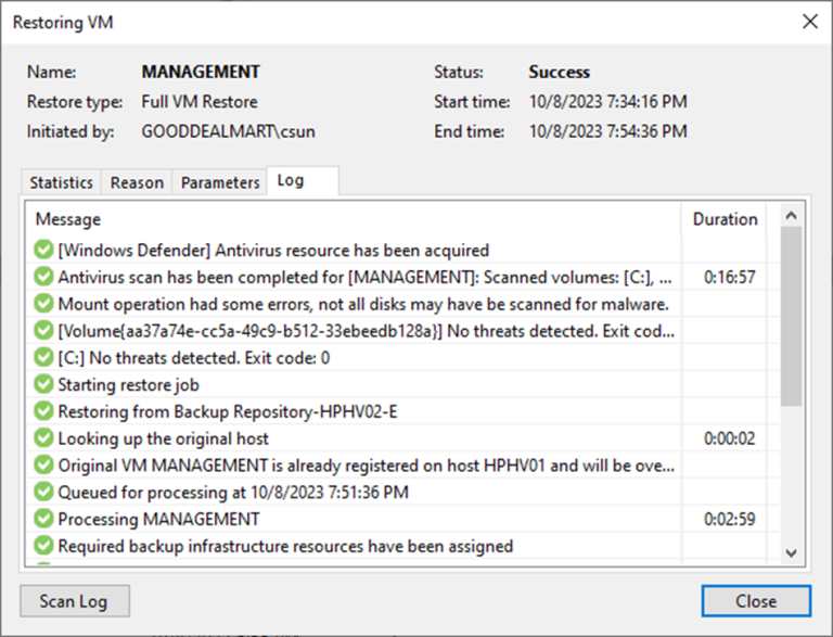 100923 0315 Howtorestor12 768x587 - How to restore the Entire VM to the Original Location with Secure Restore at Veeam Backup and Replication v12