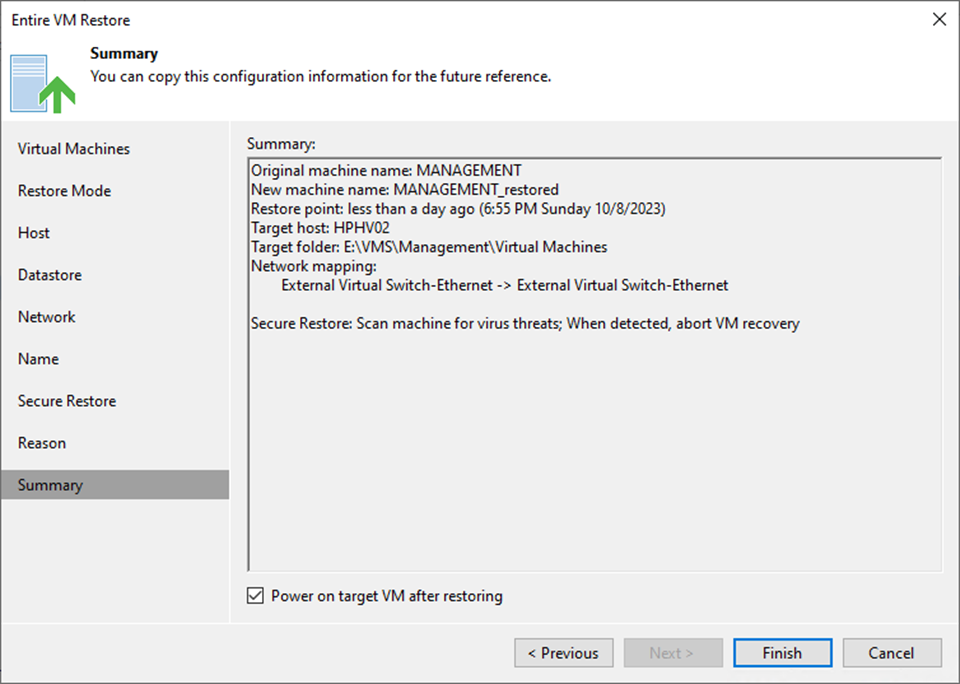 100923 0506 SecureResto26 - Secure Restore the Entire VM to the New Location at Veeam Backup and Replication v12
