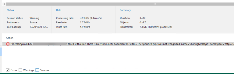 122123 2055 FIXVeeamVBM1 768x244 - FIX Veeam VBM365 v7 backup with "There is an error in XML document" Error
